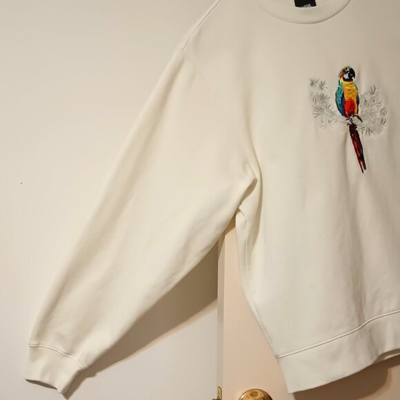 Vans Tropics White‎ Crew Neck Sweatshirt w/ Colorful Parrot Design (Size: Small) - Picture 3 of 10